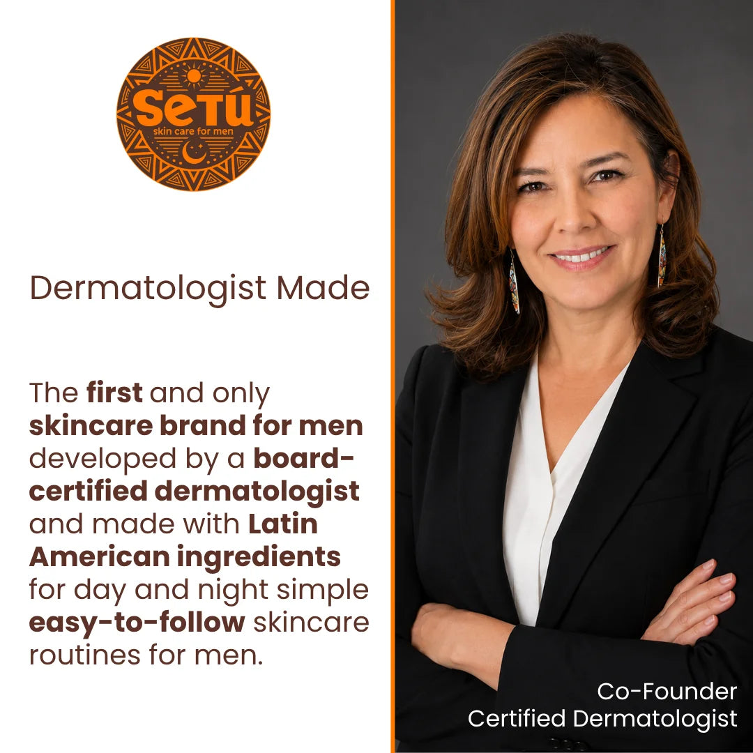 Vitamin C serum logo badge on promotional card with dermatologist seal
