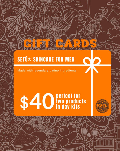 $40 Orange gift card for Setu Skincare for Men. Perfect for skincare bundles