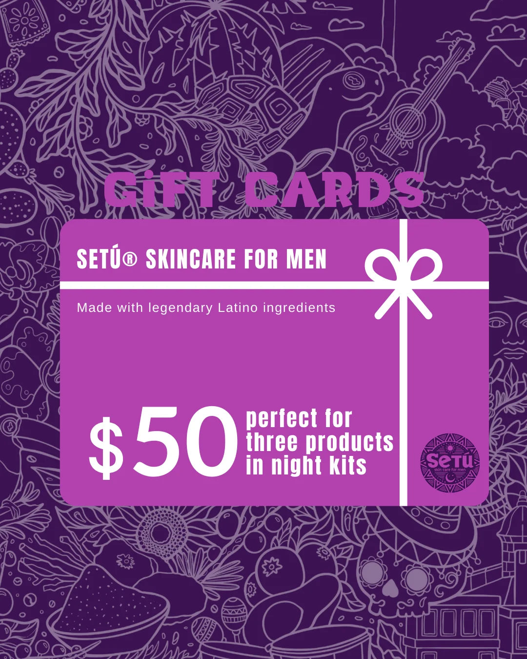 $50 gift card for skincare products including cleanser, moisturizer, and eye cream for men
