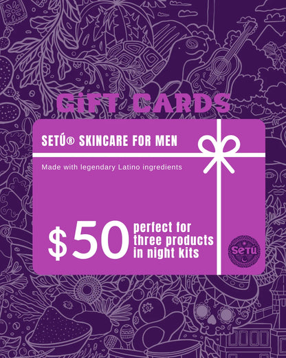 $50 gift card for skincare products including cleanser, moisturizer, and eye cream for men