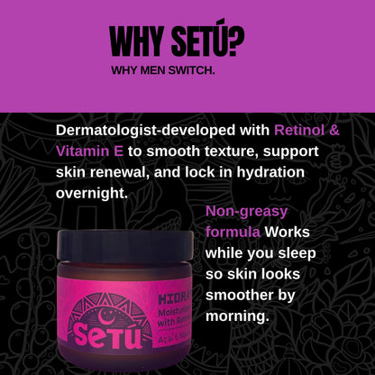setu moisturizer for men with retinol, acai, and maca 