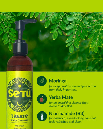 Setú® Daily Cleanser for Men with Moringa & Yerba Mate | Gentle Face Wash