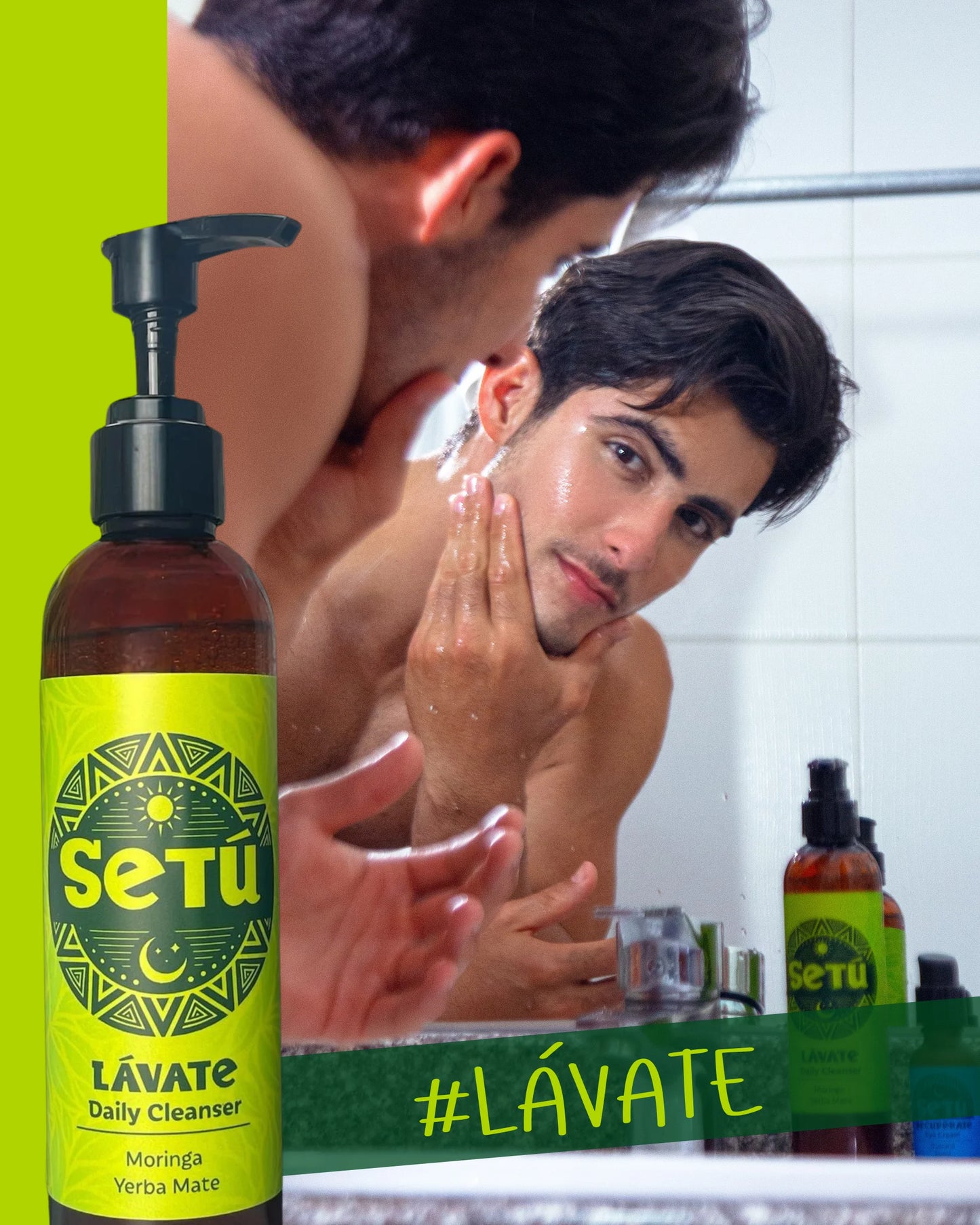 Setú® Daily Cleanser for Men with Moringa & Yerba Mate | Gentle Face Wash