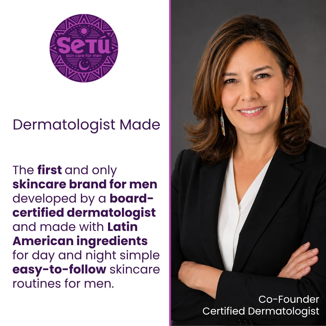 Dermatologist-made skincare logo and certified dermatologist founder portrait