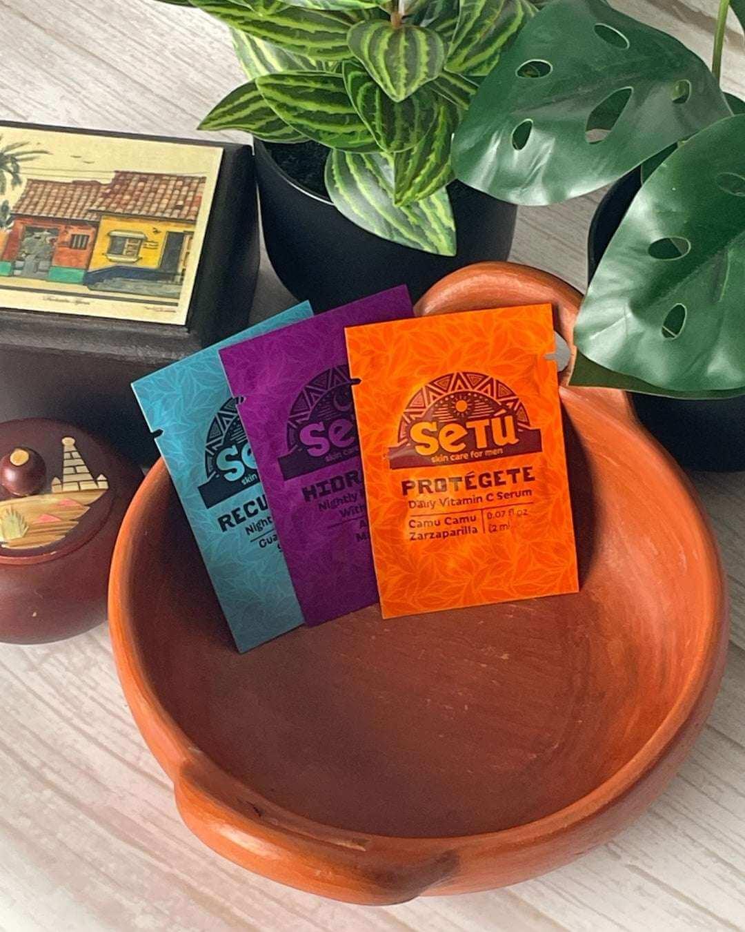 Setu_Sachets_for_sampling_of_Eye_Cream_Moisturizer_and_Vitamin_C_serum - Setú® Skincare for Men with Latin American Ingredients
