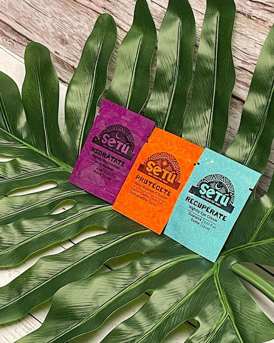 Setu_Sachets_on_a_Palm_leaf - Setú® Skincare for Men with Latin American Ingredients