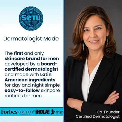 SeTu dermatologist-made skincare brand graphic with circular logo and portrait
