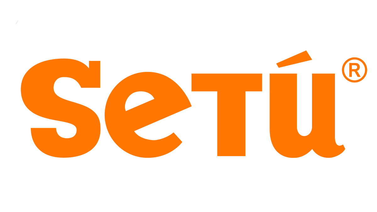 The orange logo for 'setú' is displayed on a solid white background.
