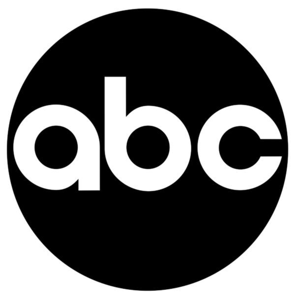 Black circle with 'abc' logo in white text