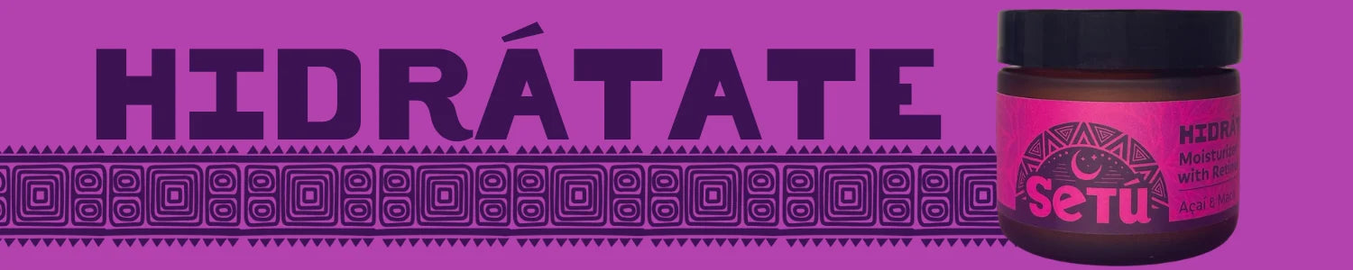 Jar of Setu moisturizer with purple label and text on a purple background